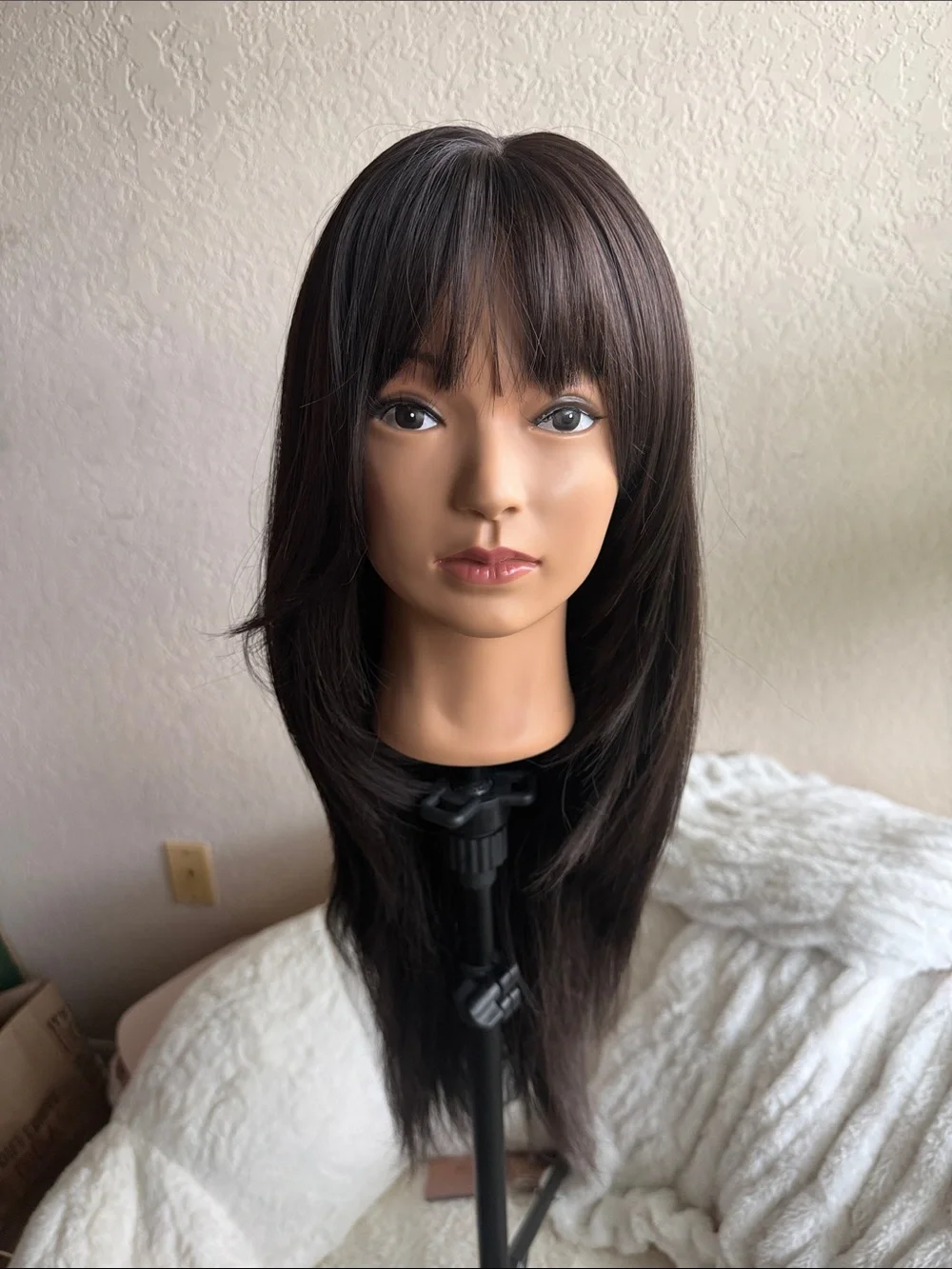 Layered 22 inch Wig dark brown natural black wolf cut butterfly long